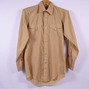 Men's Casual Tan Button-Down Shirt